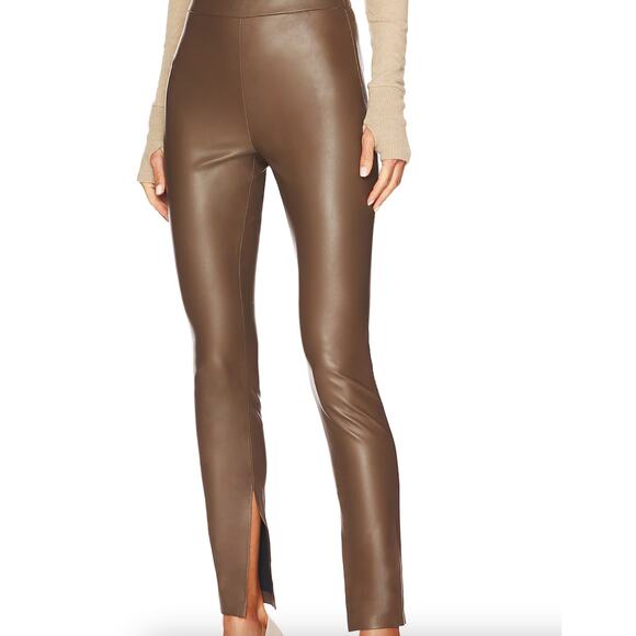 Blank NYC Pants Womens 27 Brown Faux Leather Leggings Love Much Vented - Picture 4 of 12